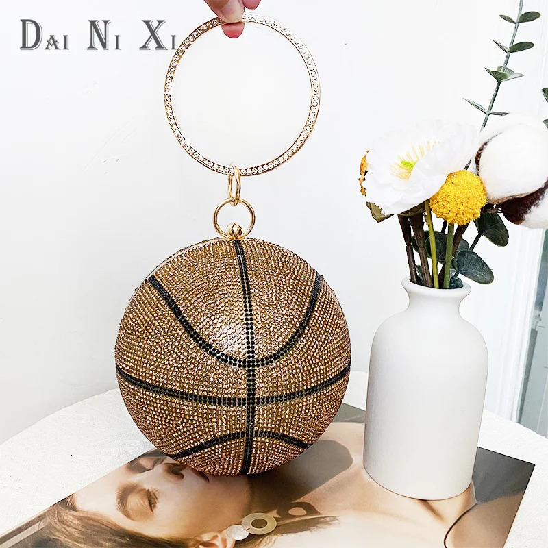 er fashion basketball handbag crystal rhinestone bag shiny wallet womens night clutch party wallet 241023