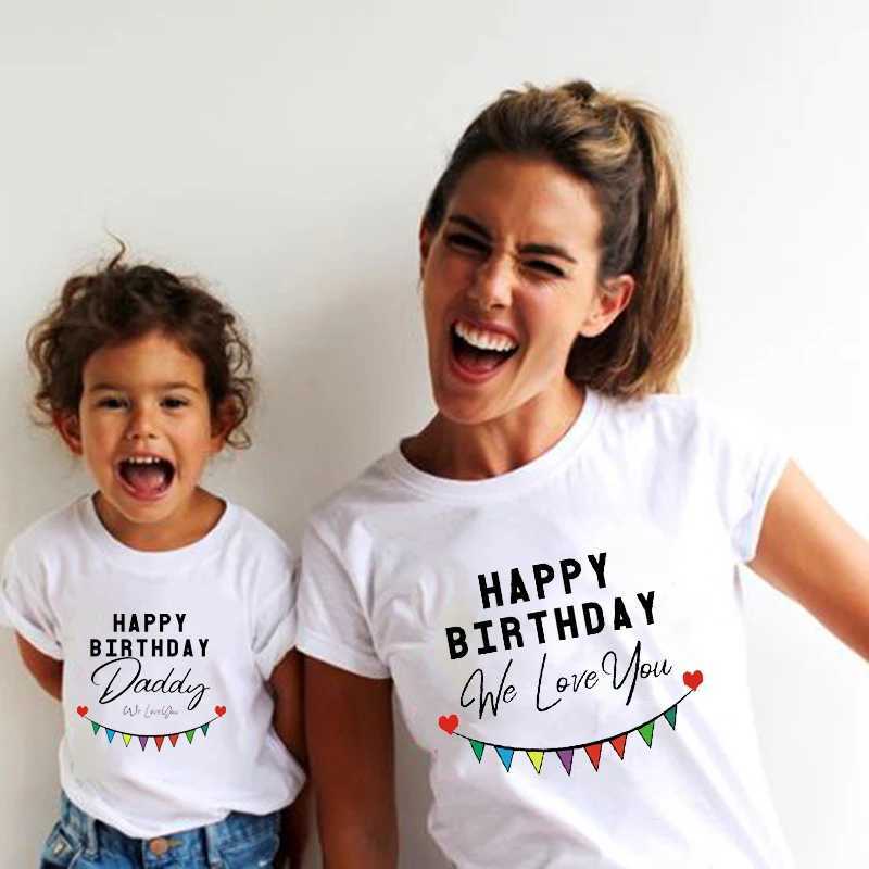 Happy Birthday Daddy We Love You Family Matching Outfits Gift to Dad Mother and Kids Shirts Baby Bodysuit Birthday PresentsXJ241008