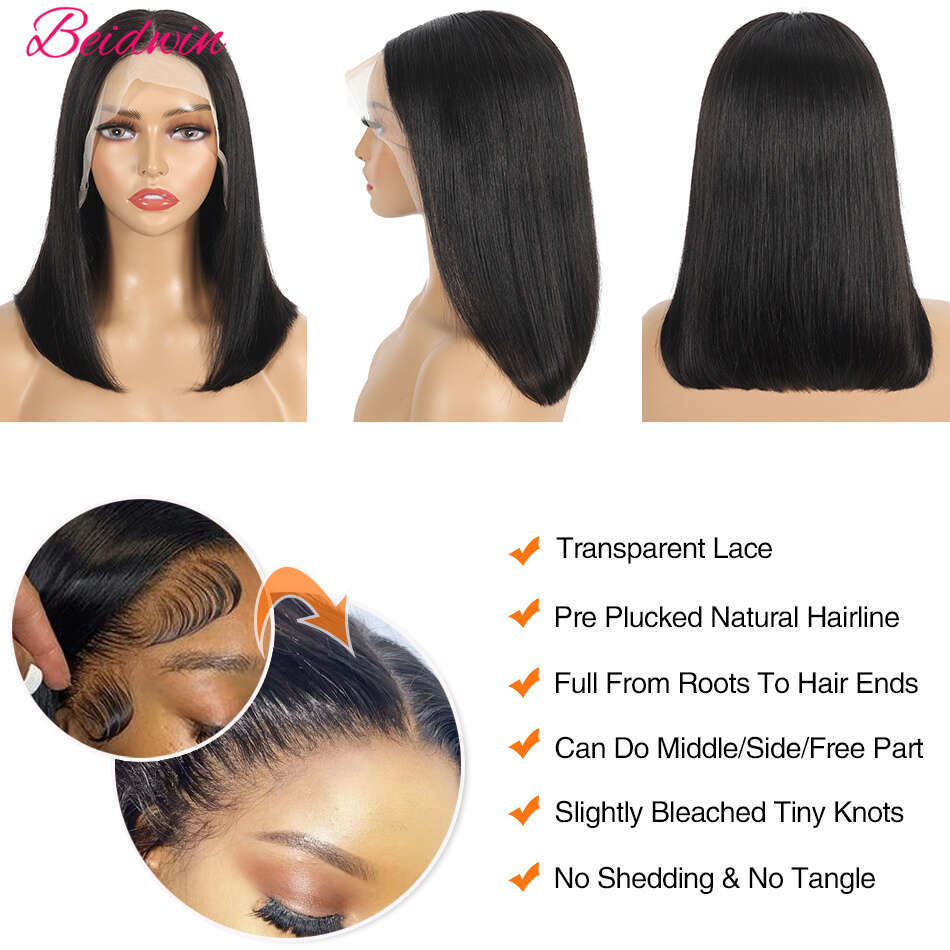 Short Brazilian Straight Human Hair Wig Bob Lace Front Wigs X Frontal For Black Women Sale s al