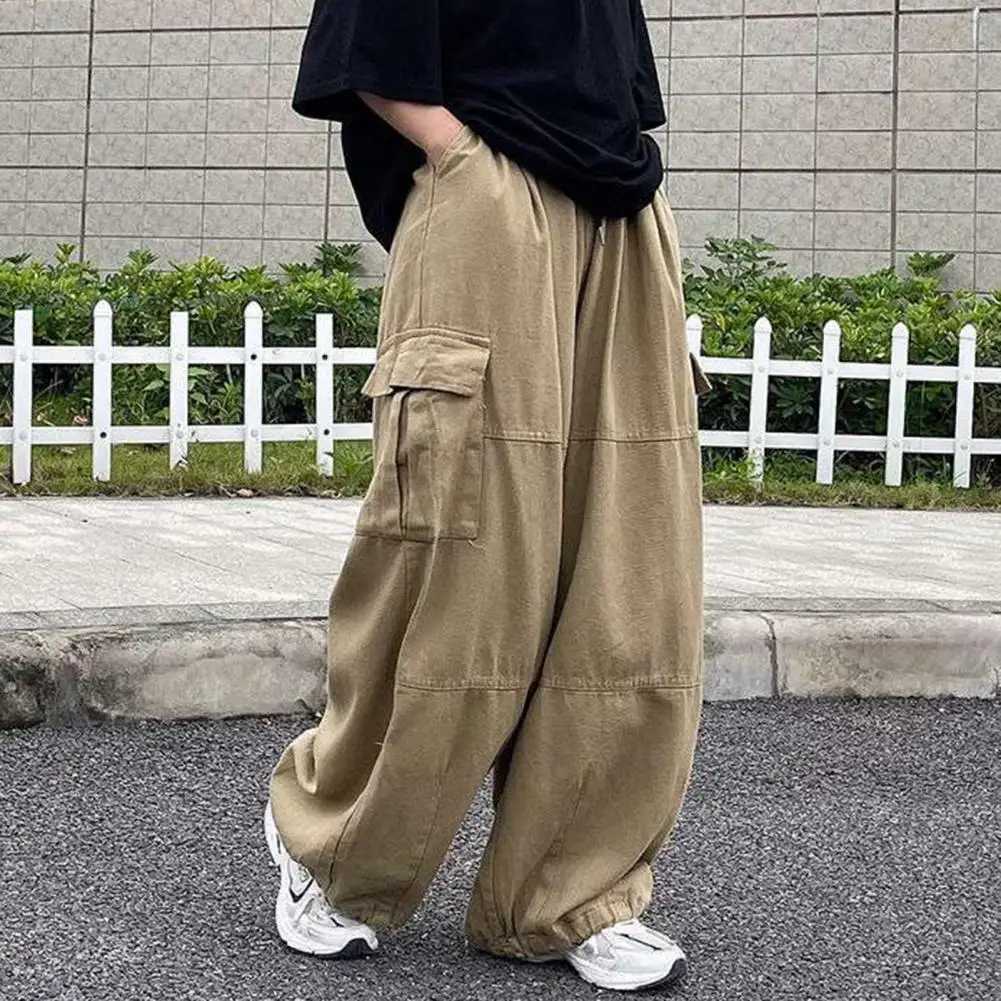 Trendy Cargo Pants Four Seasons Men Pants Elastic Waist Drcord Leg Opening Pants StreetwearX241023