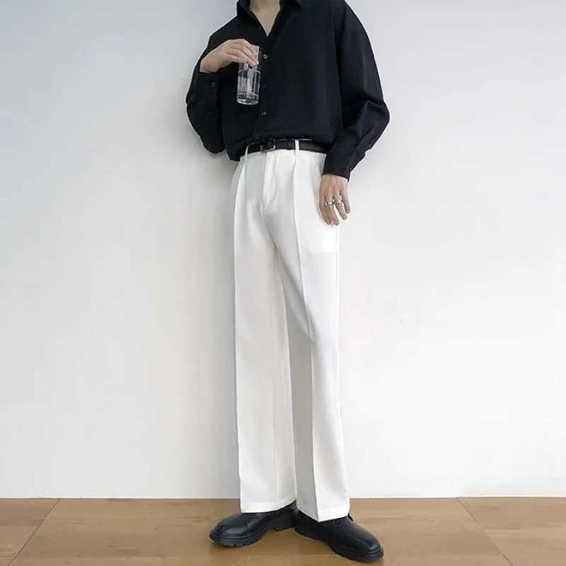 Wide Leg Male Suit Trousers Baggy Mens Summer Pants White Stylish Dress Elegant Cheap Classic Vintage Spring Clothes Formal UpX241023