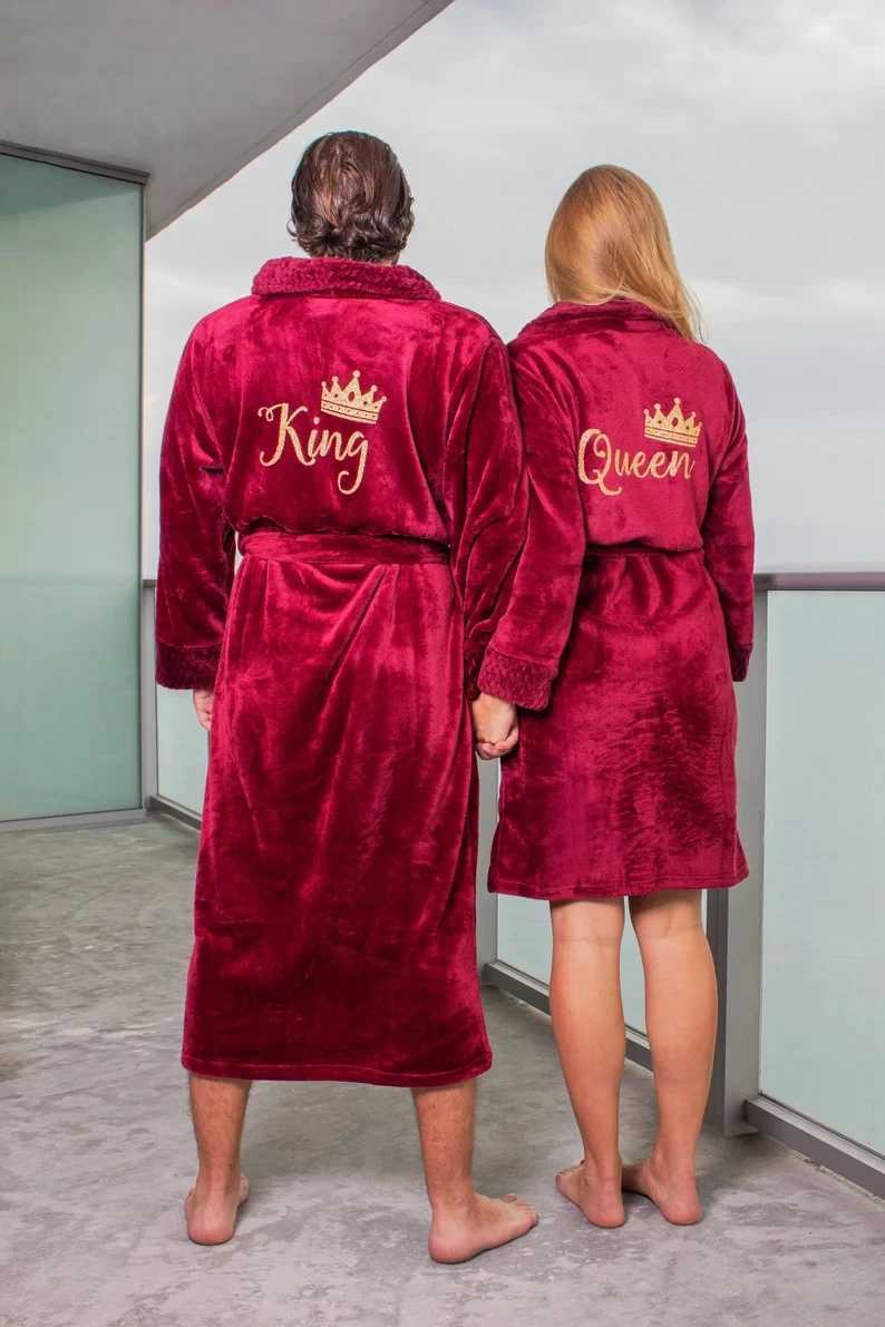Couple Spa Robe Bridal and Groom Gifts Gentlemen Ladies Bathroom Customized Monthly Dress King Qun Bathroom Dress Couple Dress W241023