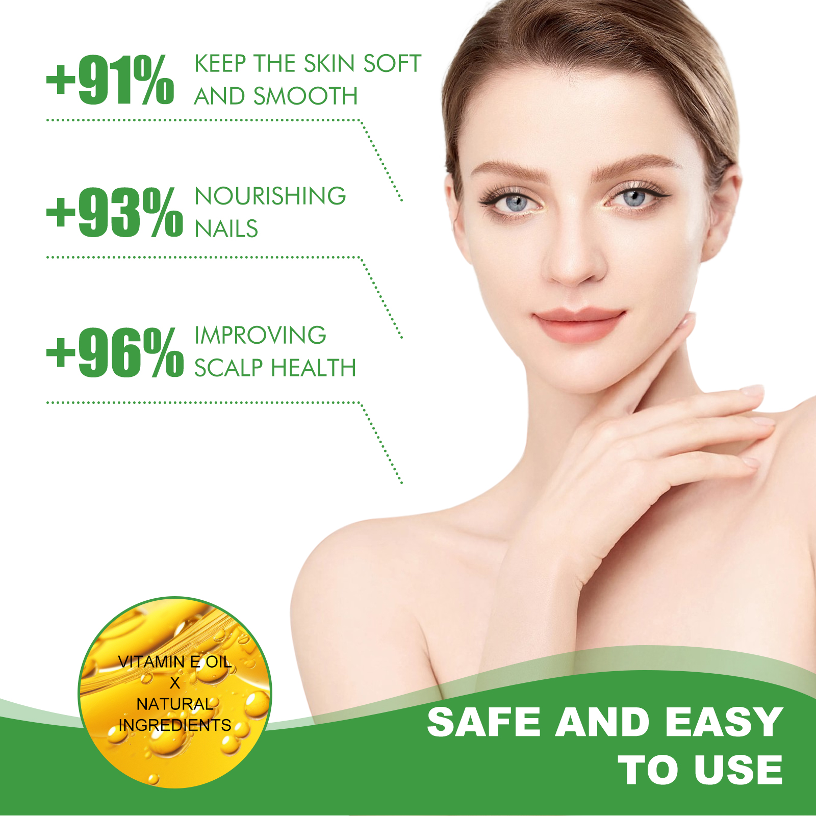 US stock EELHOE Vitamin E Oil Repair ironing damaged dry hair moisture skin care multi-effect essential oil