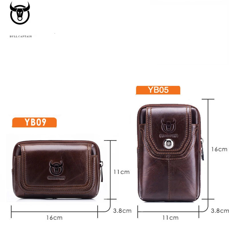 Bullcaptain leather mens fashionable waist bag retro travel sports belt running bag mens phone clutch wallet JYB072 241023