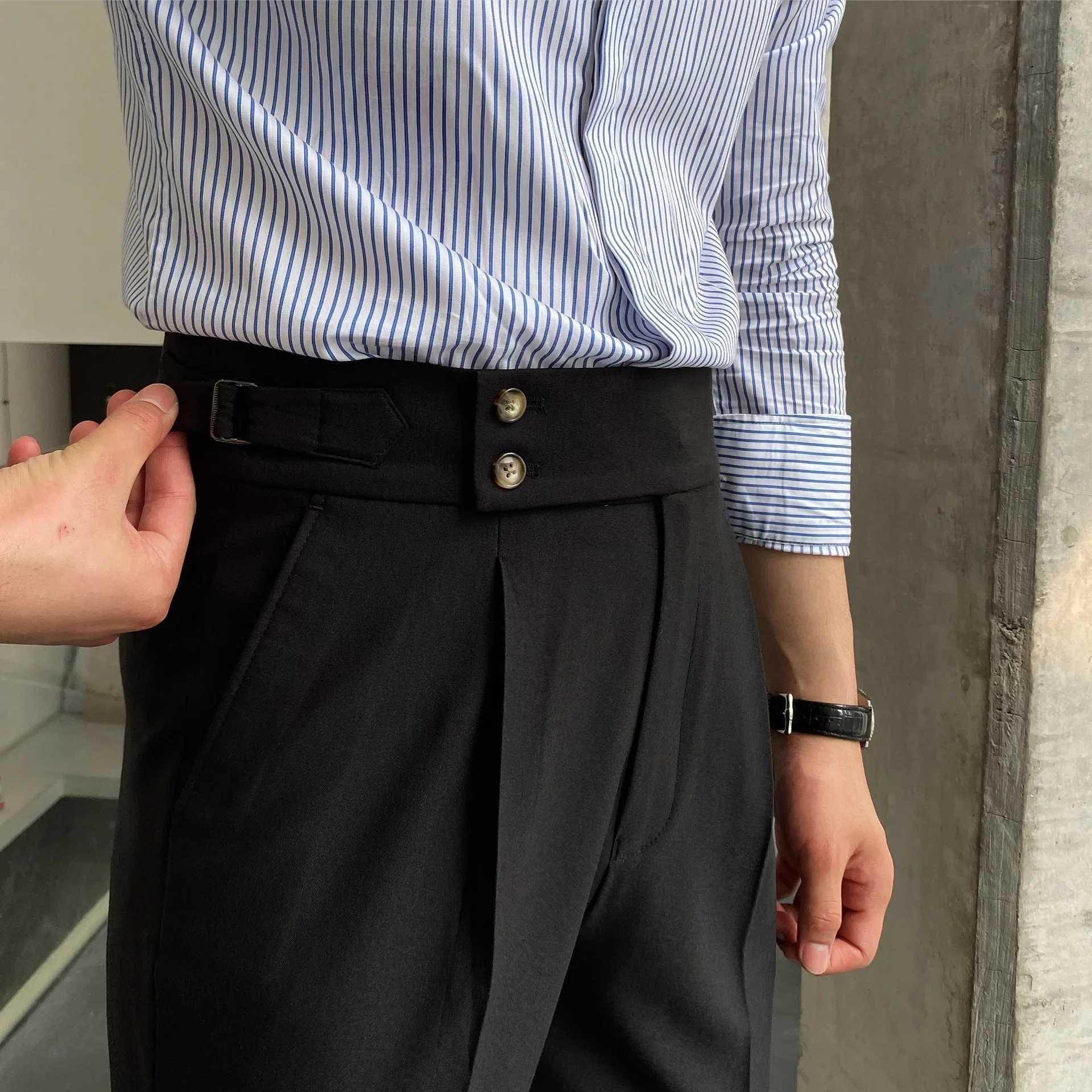 High Quality Men Naples Pants British Fashion High Waisted Straight Casual Pants Spring Autumn Trousers Banquet Dress WeddingX241023