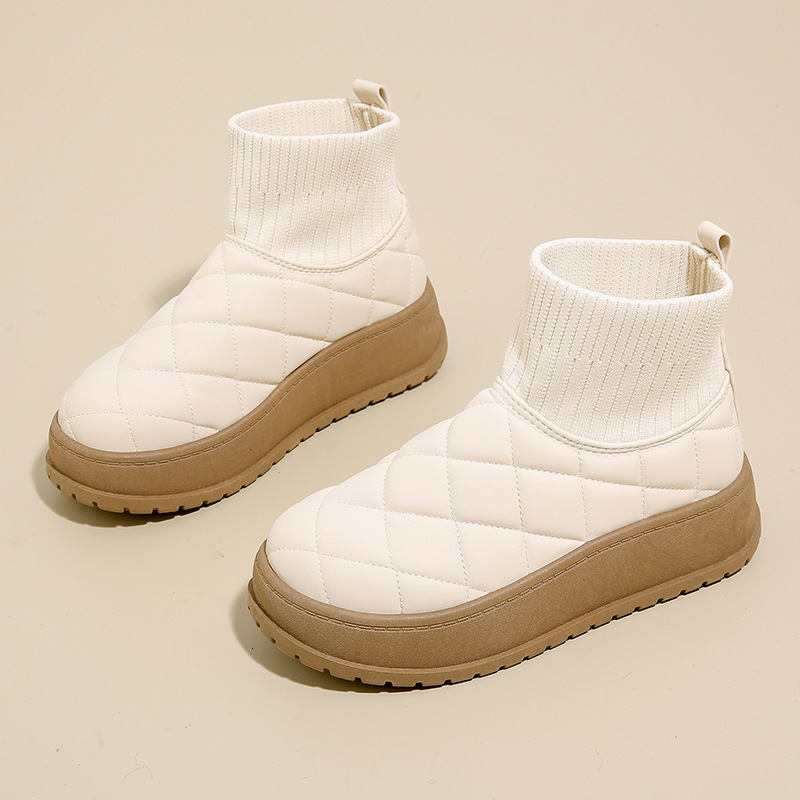 Velvet high top snow boots for women winter new student version warm casual cotton shoes trendy