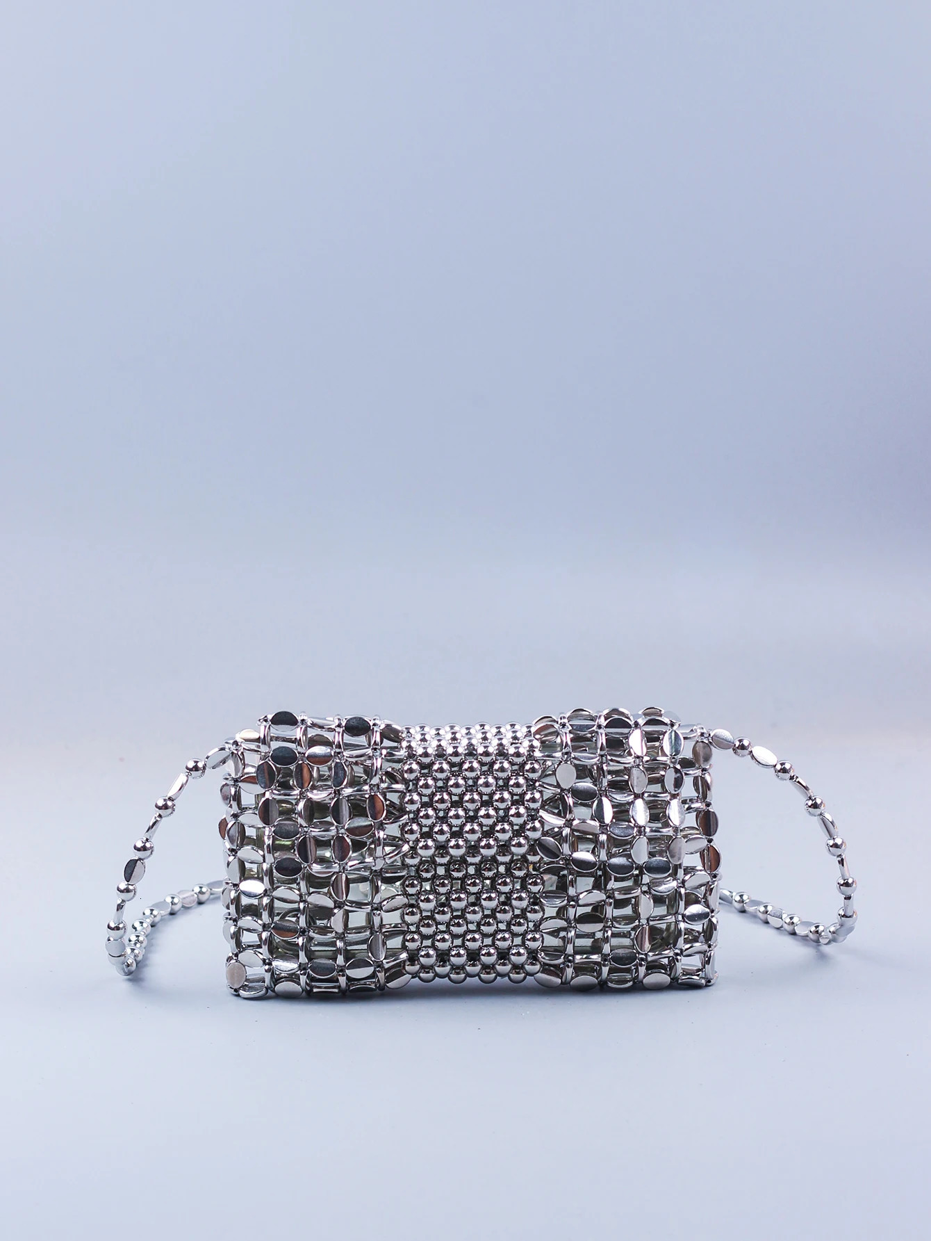 Handmade bead bag long chain hand woven celebrity handbag er womens party bag bead top handle mini wallet 241023