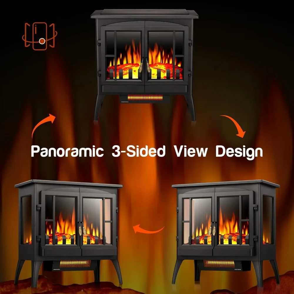 Home Heaters Electric Fireplace Stove Freestanding Fireplace Heater with Realistic Flame Indoor Electric Stove Heater Portable Infrared S2410224