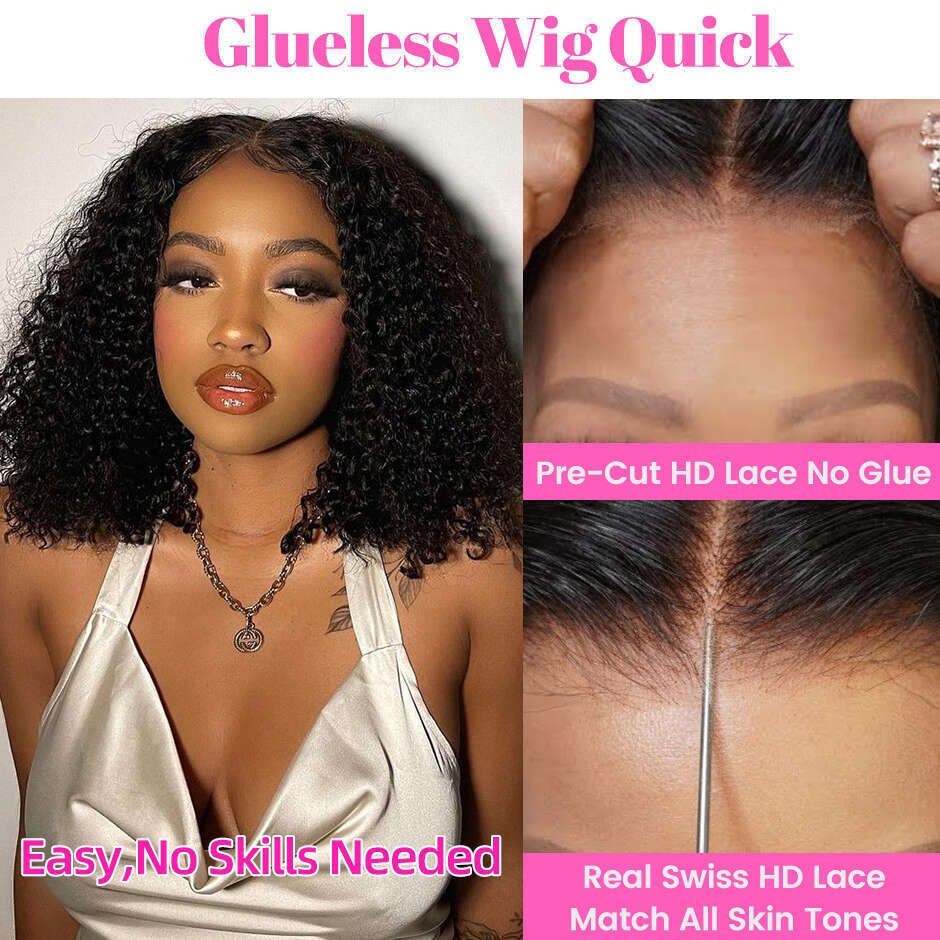 Wear Go HD Glueless Short Bob Water Wave Lace Front Hair For Women Preplucked Human Wigs