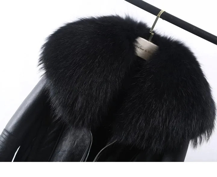 FURARISTOCRAT Real Raccoon Fur Collar Coat Genuine Leather Sheepskin Jackets Women Coats Short n 241021