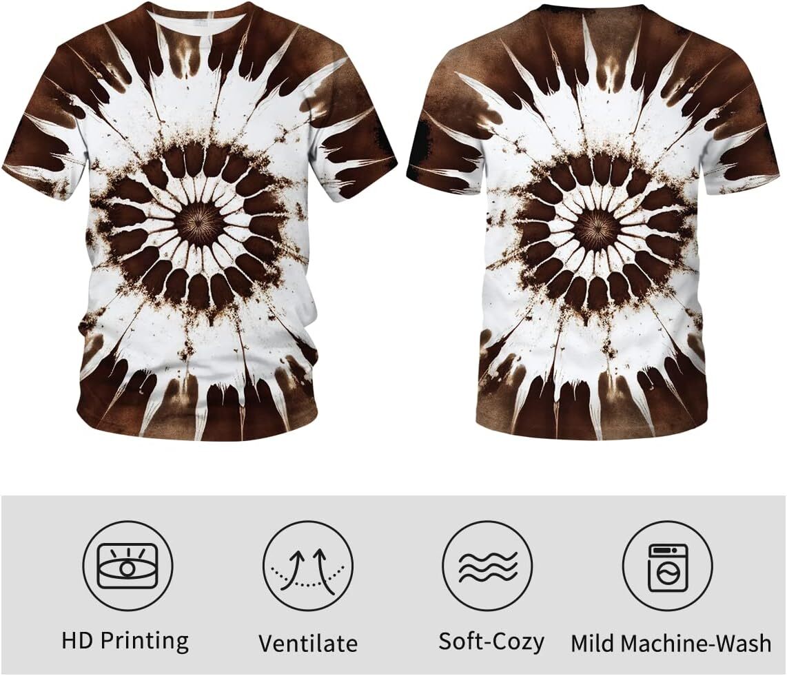 Mens T shirt Mysterious Rainforest Tie-Dye Algae Vortex Loral Print Short Puff Sleeve T-Shirts Natural Magic Tee Top tee Casual tops summer clothes br