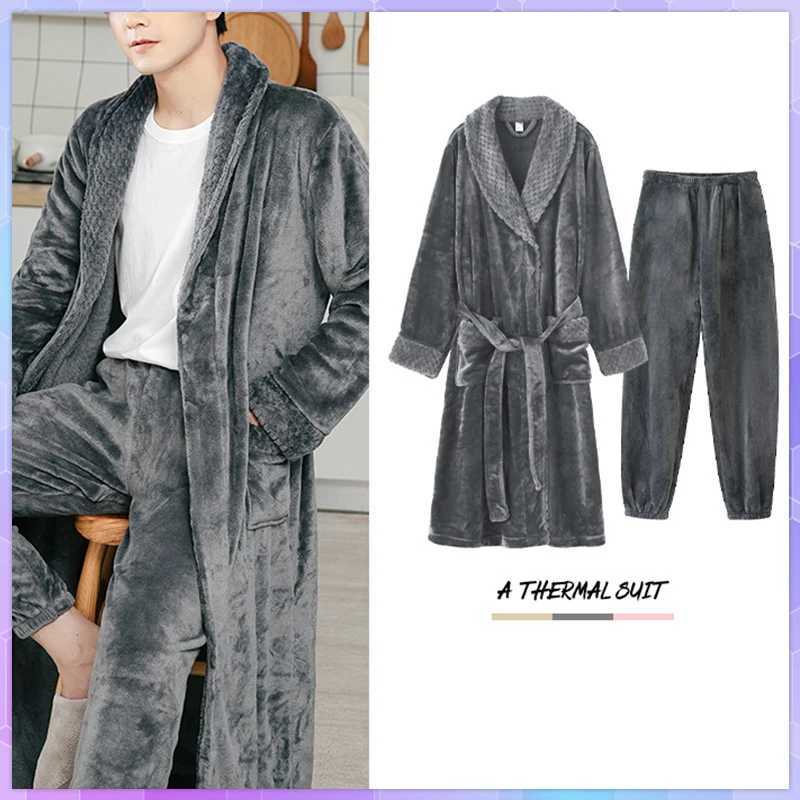 Mens bathroom Terry womens casual kimono bathroom winter flannel long robe womens thick Spwear pajamas mens pajamas W241023