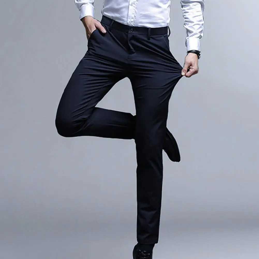 Brand Clothing Spring Summer Straight Suit Pants Men Business Fashion Red Black Blue Solid Color Formal Trousers Large SizeXJ241023