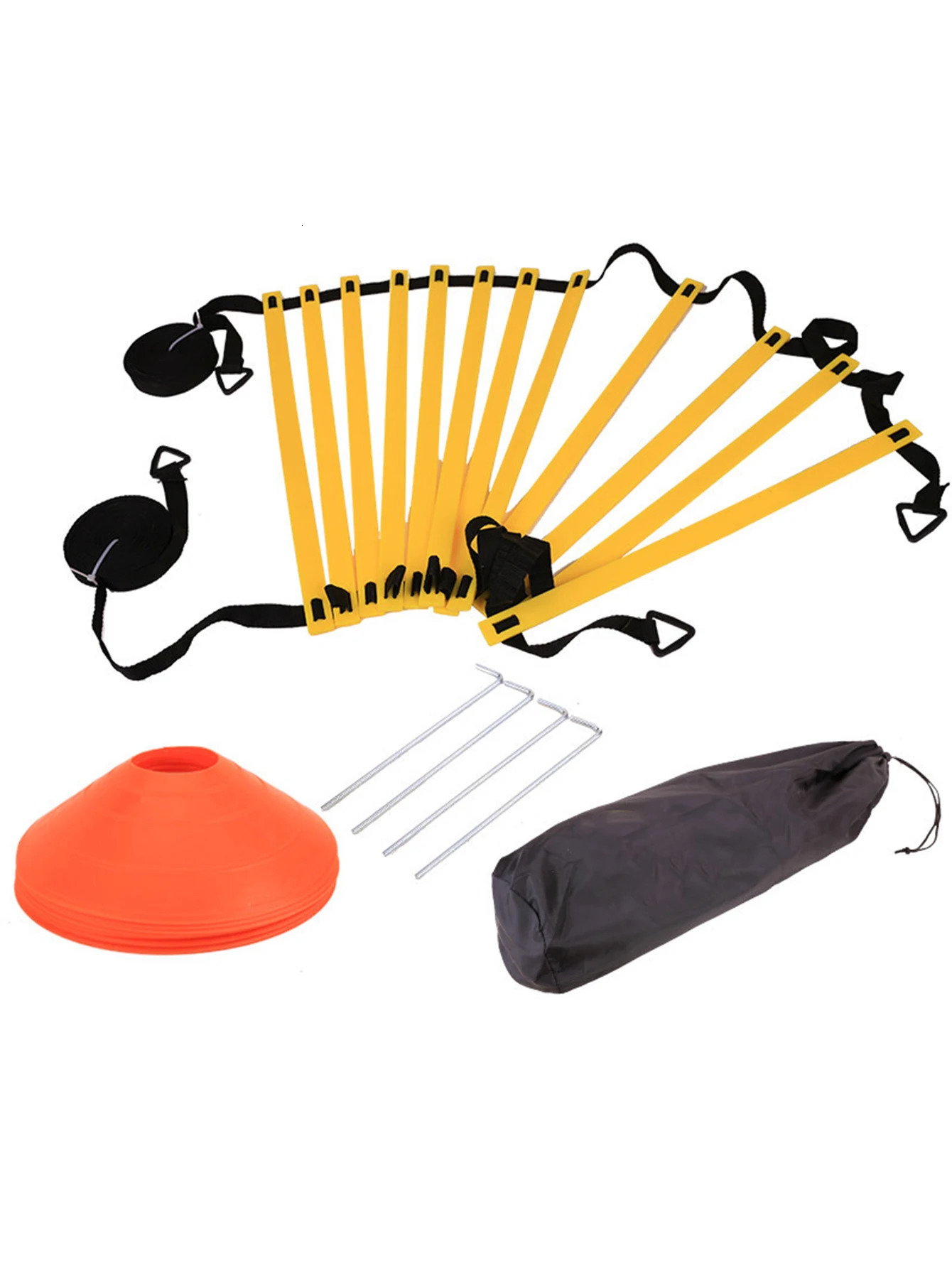 1 set of football agility training equipment 12 vibration agility ladder 10 cone 4 steel pile football speed training equipment 241022