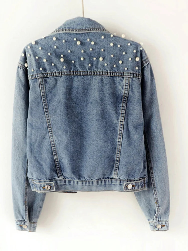 DEAT Fast Delivery Autumn Fashion Womens Denim Jacket Full Set Loose Button Pearl Short Collar Wild Casual AP446 241022