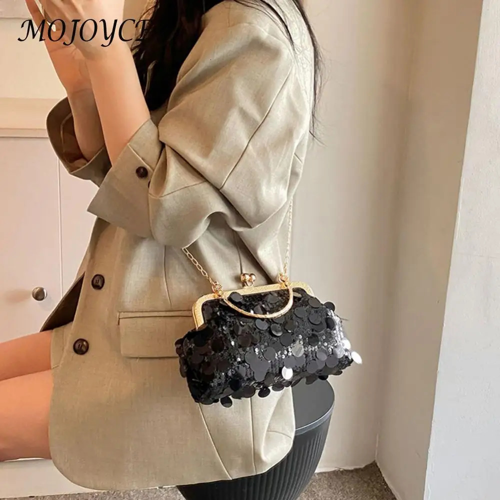 Sparkling clutch bag fashionable evening bag chain strap shiny shoulder bag large capacity top handle wallet for wedding parties 241023