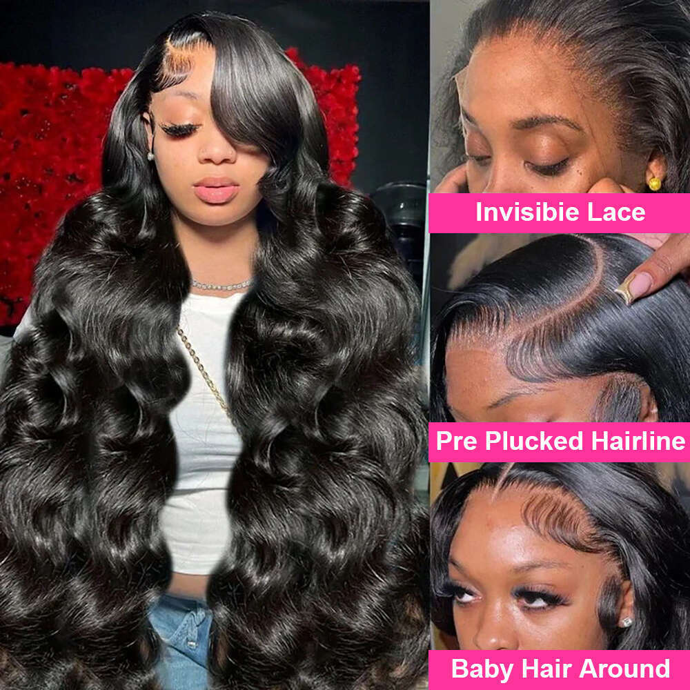 300% High Density 30inch Hd Lace Wig 13x6 Human Hair Body Wave Lace Frontal Wig 13x4 Wear and Go Glueless Human Hair For Women
