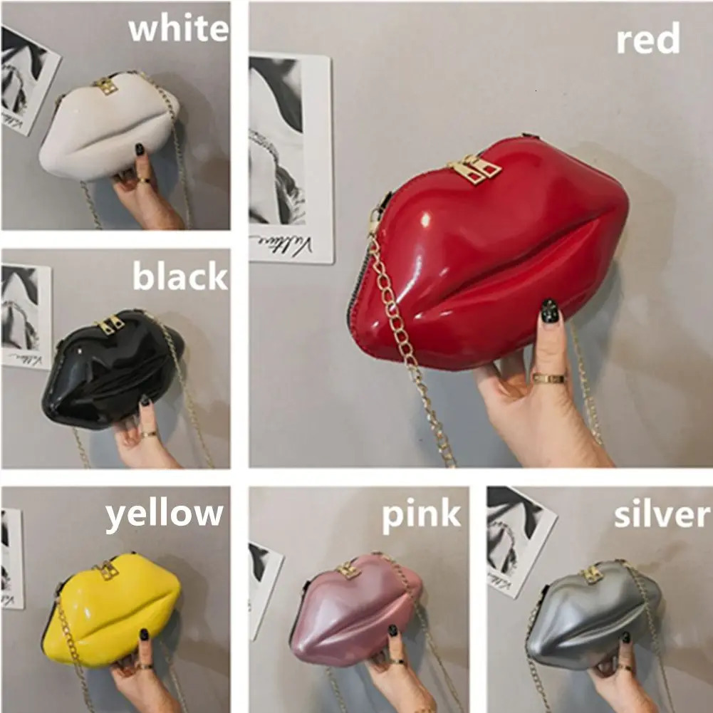 Handbags coin bags coin bags tote bags lip shaped bags shoulder bags PVC handbags mini crossover bags 241023