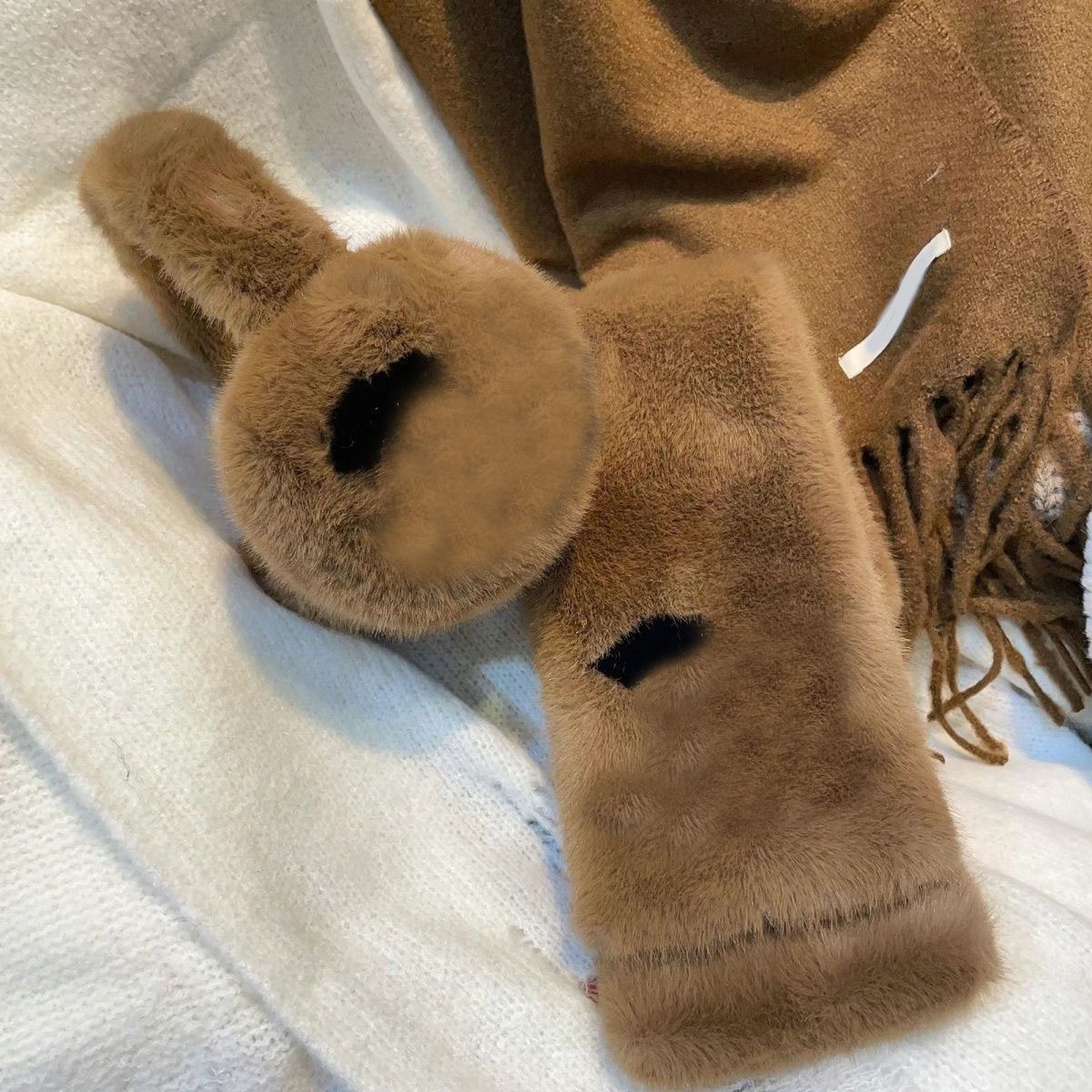 Winter luxury earmuffs set ski warm earflap designer scarf for women classic plush thicken smooth simple scarves ear protection multi styles mink fur faf087