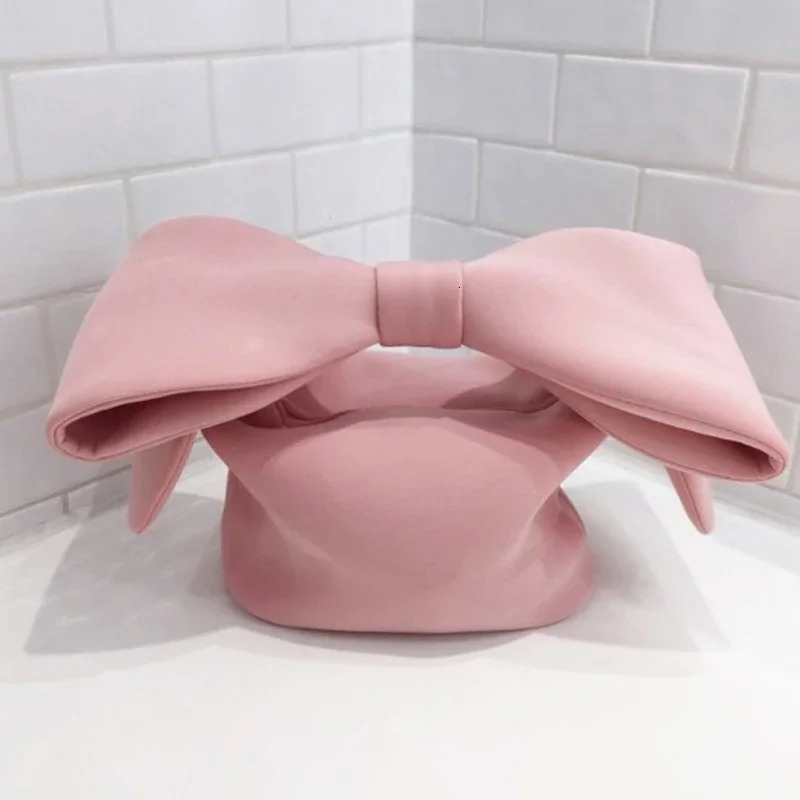 SpringSummer Woman Personality Pink Color Spliced Bow Many Wear Methods Handbag All Match Evening Clutch Bags Cute 241021