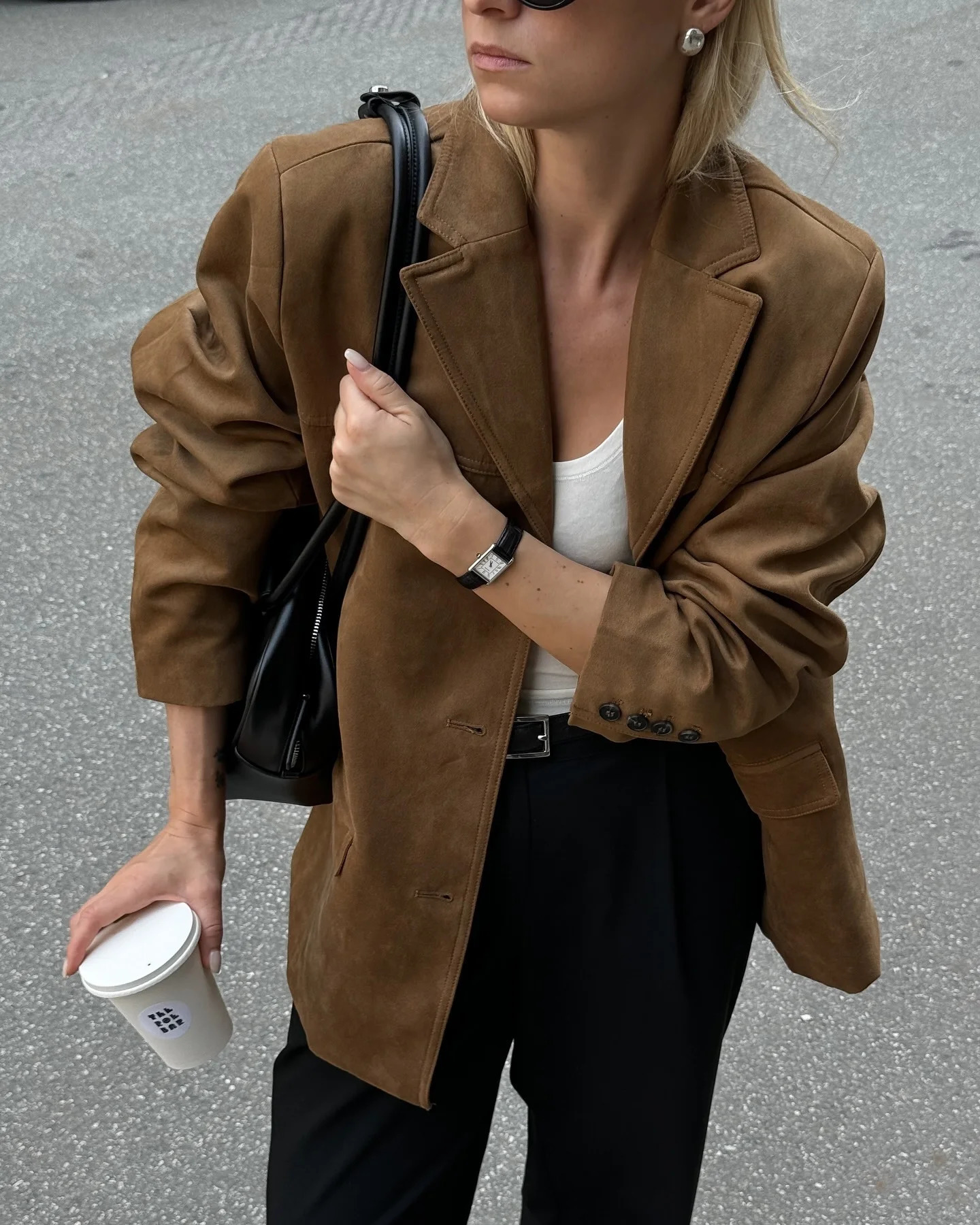 Womens suede single-layer long sleeved large pocket set womens solid color casual jacket spring summer womens 241023