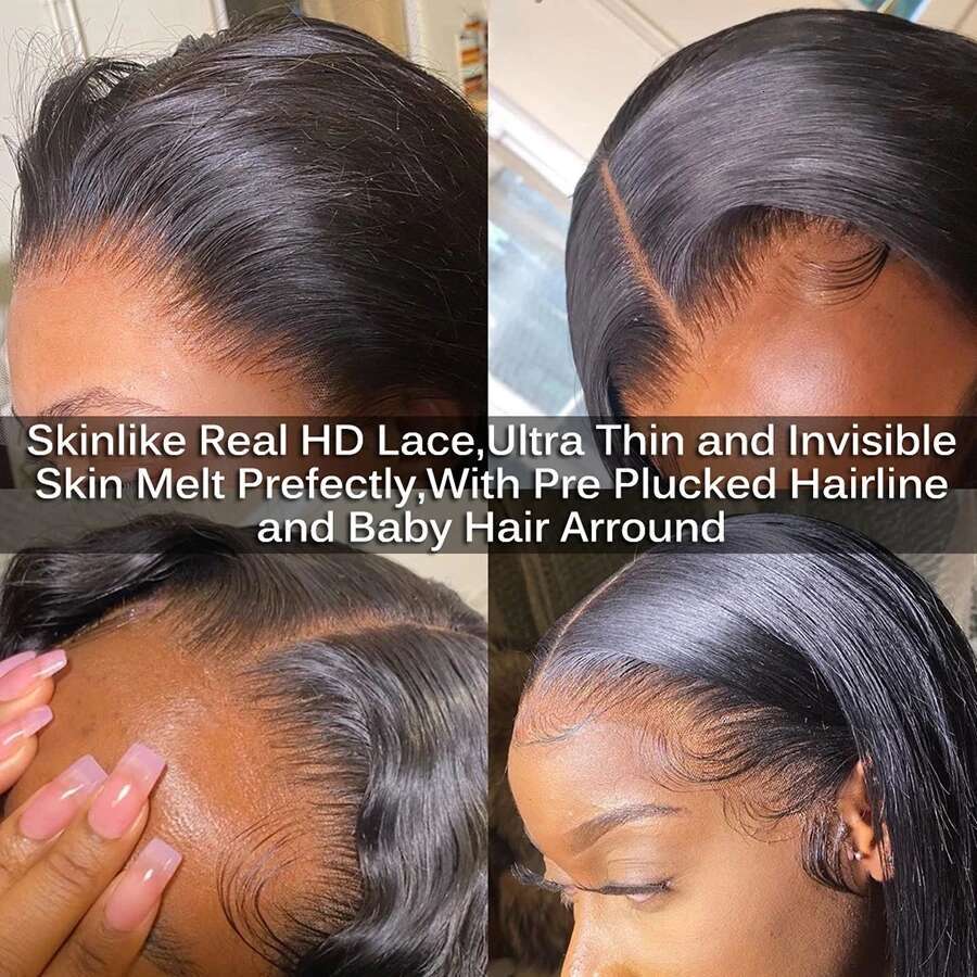 SKINLIKE Real Front Chocolate Short Bob Blunt Cut Wig 13x6 HD Lace Frontal Human Hair Wigs Pre Plucked Glueless