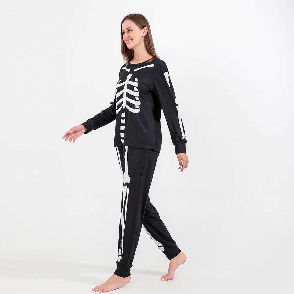 Halloween Scary Skeleton Costume for Adult Kids Family Horror Skull Jumpsuit Carnival Party Hodded Halloween Parent-Child PajamaXJ241008