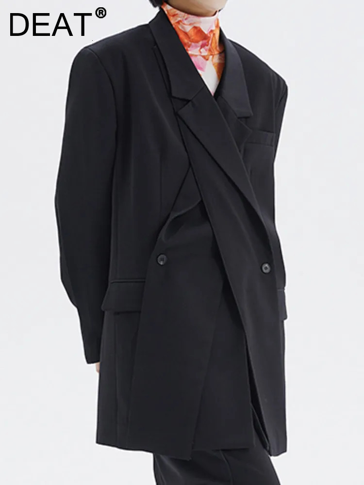 Dear Fashion Women's Detachable Collar Double Chest Loose Deconstructed Suit Jacket 2024 Autumn New Collection 17A5353