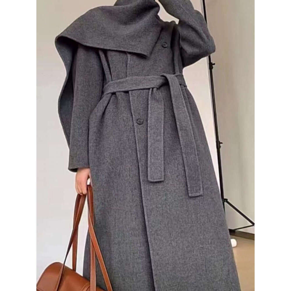 JXNH Scarf Double-Sided Cashmere Coat For Women,Autumn Winter New Loose And Versatile Wool Fabric Jacket