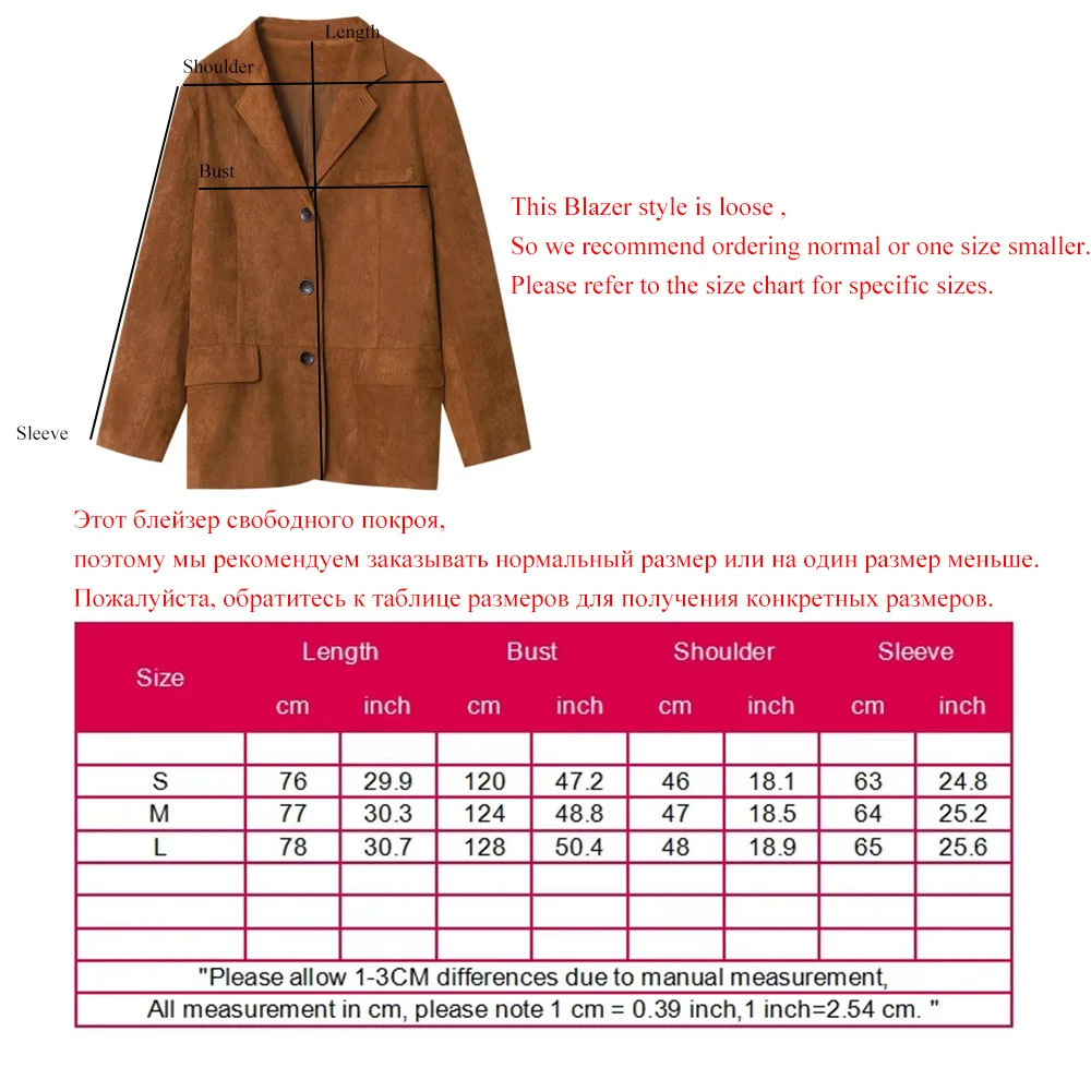 Brown synthetic suede jacket womens autumn oversized jacket autumn dress jacket work office 241023