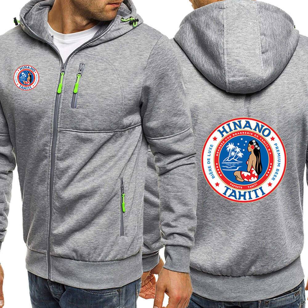 High end Autumn Spring Men s Hinano Tahiti Beer Logo Print Fashion Solid Color Trendy Hooded Sweatshirt Cardigan Comfortable Hoodies Fahion Sweathirt 