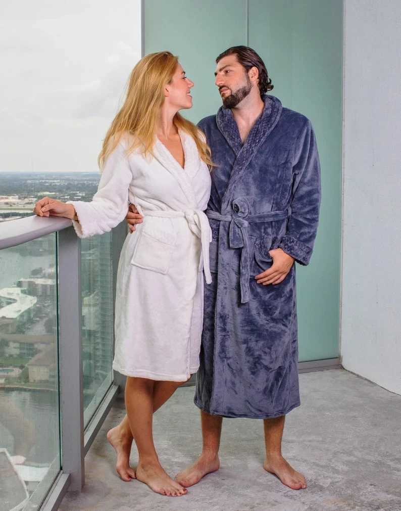 Couple Spa Robe Bridal and Groom Gifts Gentlemen Ladies Bathroom Customized Monthly Dress King Qun Bathroom Dress Couple Dress W241023