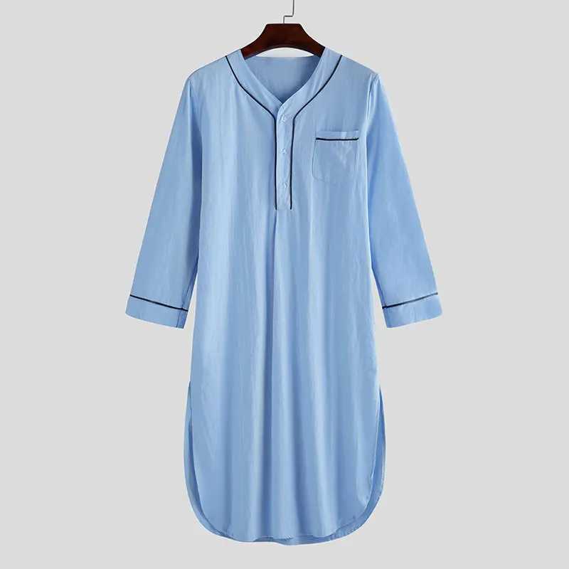 2024 new mid length comfortable loose solid color pajamas European and American mens home decoration pajamas W241023