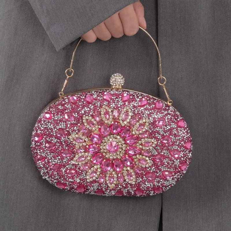 Womens dinner bag fashionable sunflower inlaid diamond banquet handbag evening dress bag 241023