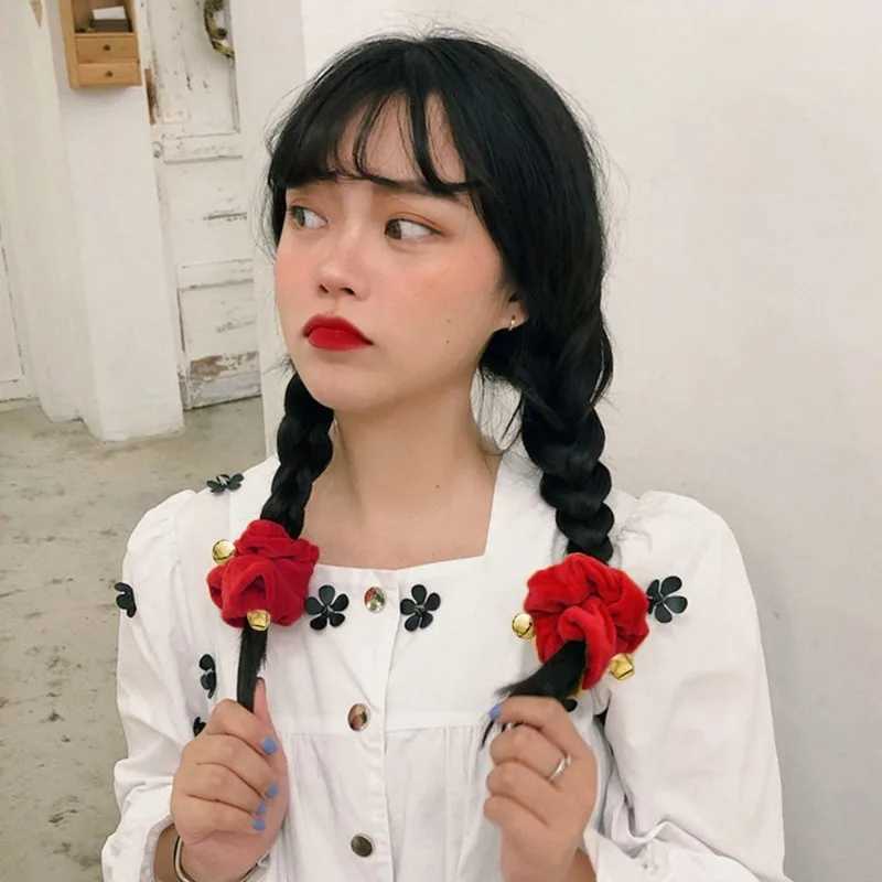 Women Scrunchies Christmas Red Hair Band Accessories Large Hair Tie Solid Color Elastic Women Ponytail Holder Christmas OrnamentX241021