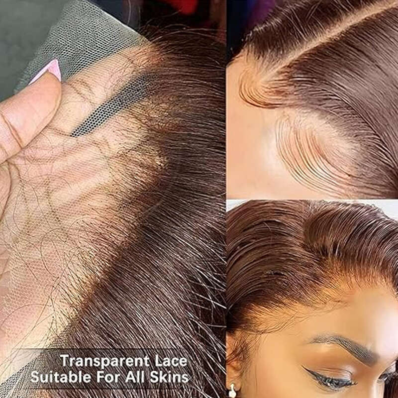 Straight Frontal 13x4 Lace Front Wigs Pre Plucked with Baby 150% Density Brown Colored Wig Human Hair