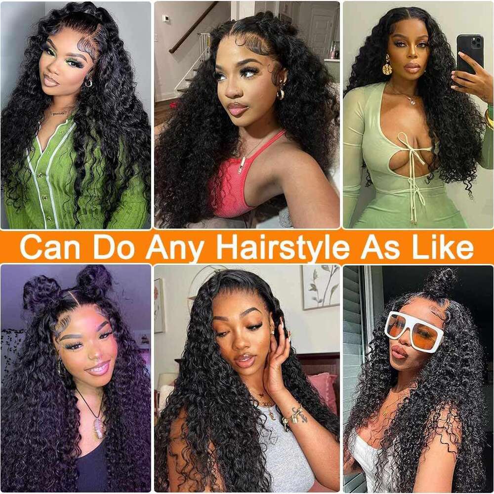 Wave Deep Glueless Wig x Ready to Wear Lace Closure Pre Plucked Curly Brazilian Hair Transparent Human Wigs For Women s