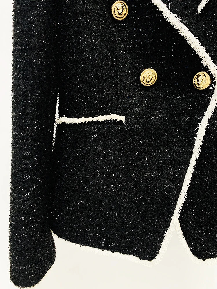 HIGH STREET est Fashion er Jacket Womens Slim fit Lion Button Contrast Color Ruffle Coarse Floral Jacket 241023