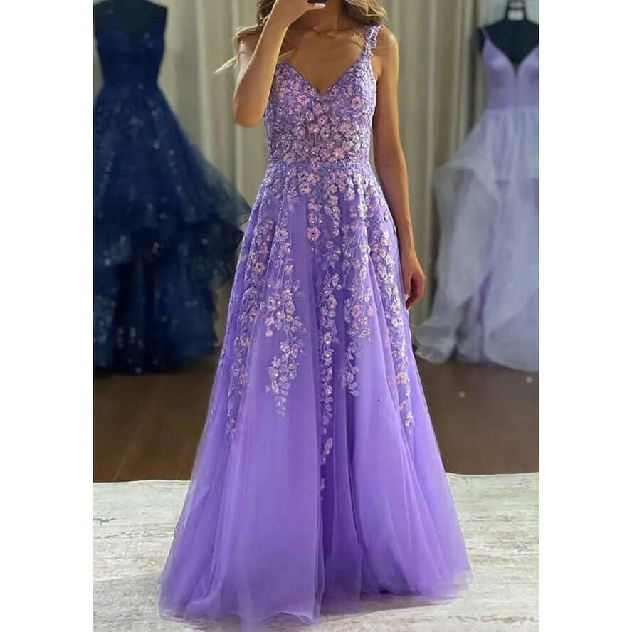 Dresses Evening Beautiful Lavender A E Spaghetti Straps Appliques Beads Long Prom Gowns Plus Size Vestidos De Fiesta Bc18426 ppliques