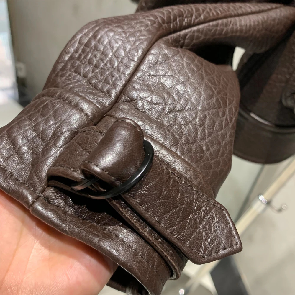 Grey leather jacket womens bicycle leather jacket detachable sleeves bomber in sheepskin H021 241023