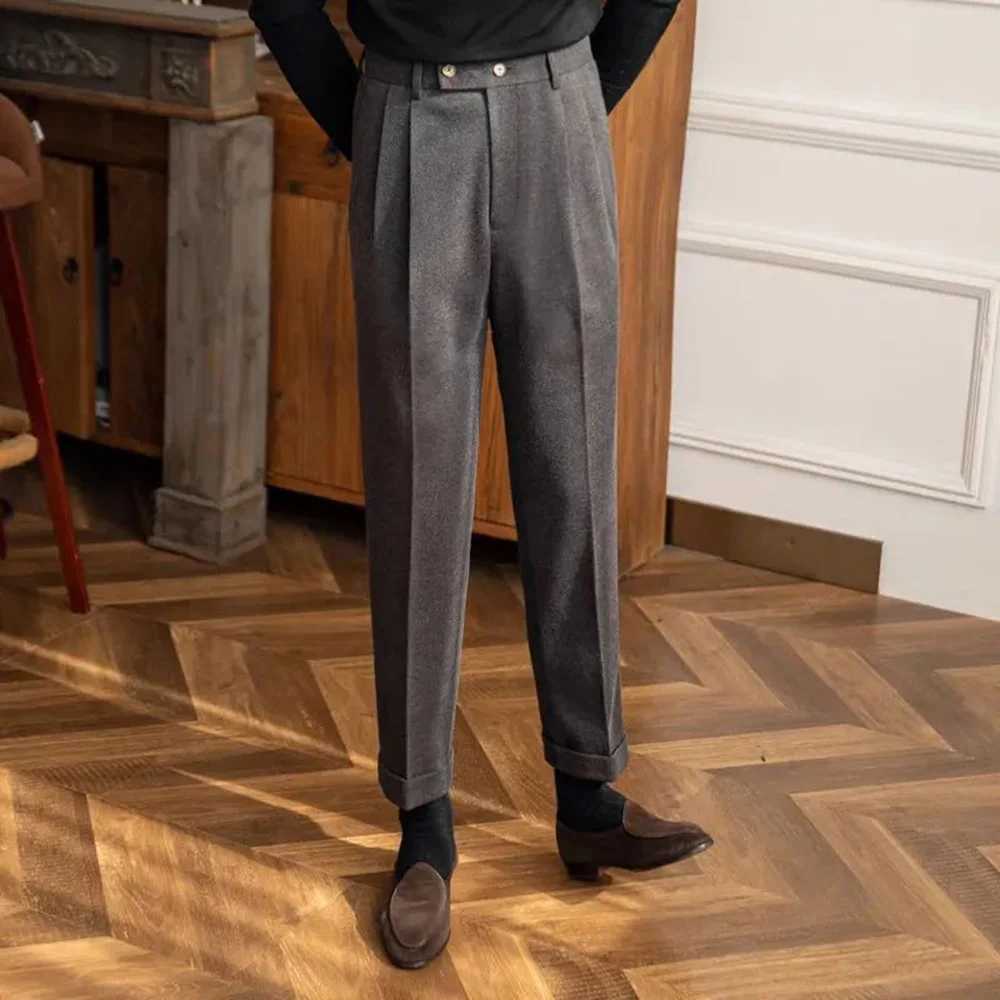 Mens Suit Pants High-End Casual Office British Style Trousers Temperament Trendy High Waist Suit Trousers Autumn Mens ClothesX241023