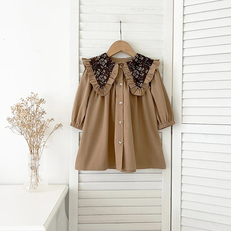 Autumn Baby Girl Dress Large lapel Vintage Long Sleeve Dress Baby Bodysuit Family Matching sisters Set Baby Princess Dress 241022