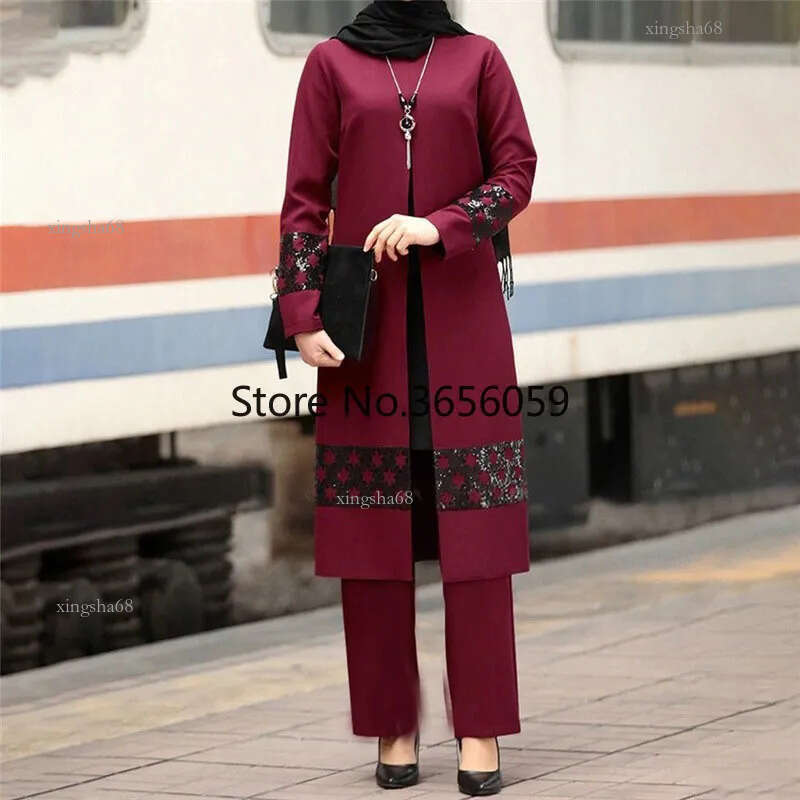 Ethnic Clothing Muslim Fashion Abaya Dress Arab Middle East Islamic Clothing for Women Eid Mubarak Saudi Arabia Dubai Casual Abayas Pant Set 230131