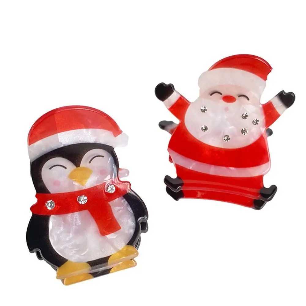 Deer Christmas Elk Hair Claw Kawaii Penguin PVC Snowman Hair Clip Korean Style Geometric Santa Claus Shark Clip PartyX241021