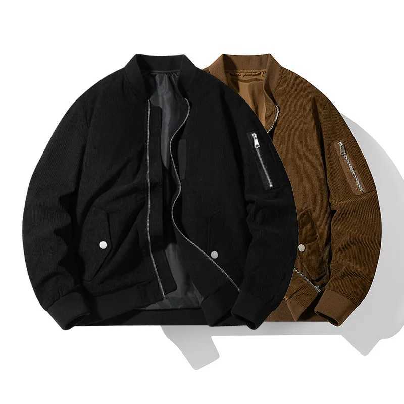 Corduroy jacket mens bomber jacket 2023 autumn winter mens pilot jacket outerwear fashionable casual clothing mens warm jacket outerwear X241023