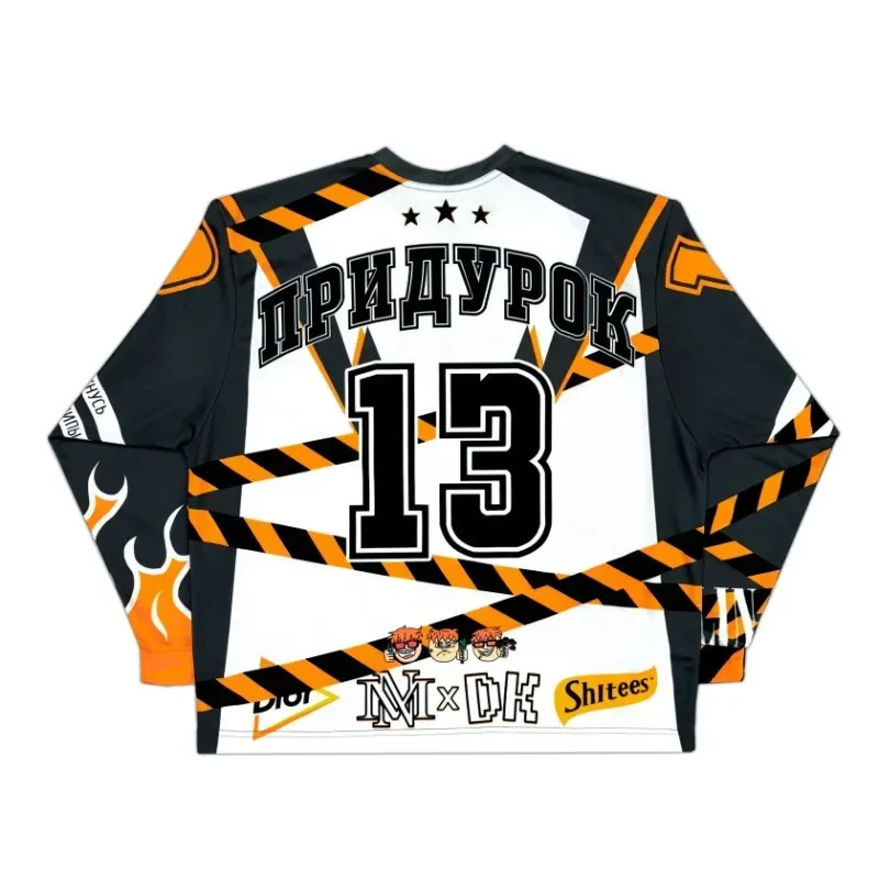 Gothic long sleeved printed graphic T-shirt mens street Harajuku retro mens T-shirt patch work loose casual mens top 241023