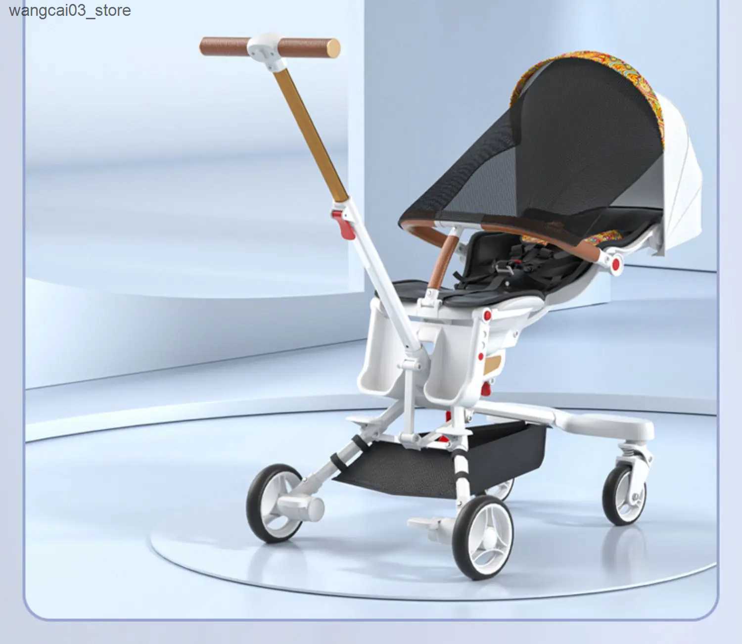 Strollers# Stroller Childrens Cart Lay Flat Prams Portable Travel Baby Carriage Luxury High Landscape Baby Seat Rotation Commutation L240910