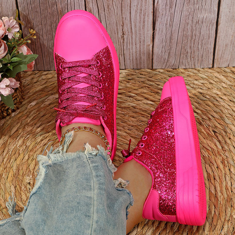 Spring and autumn trend casual thick sole board new bright face fashion women's low top lace-up flat Fashion shoes for couples
