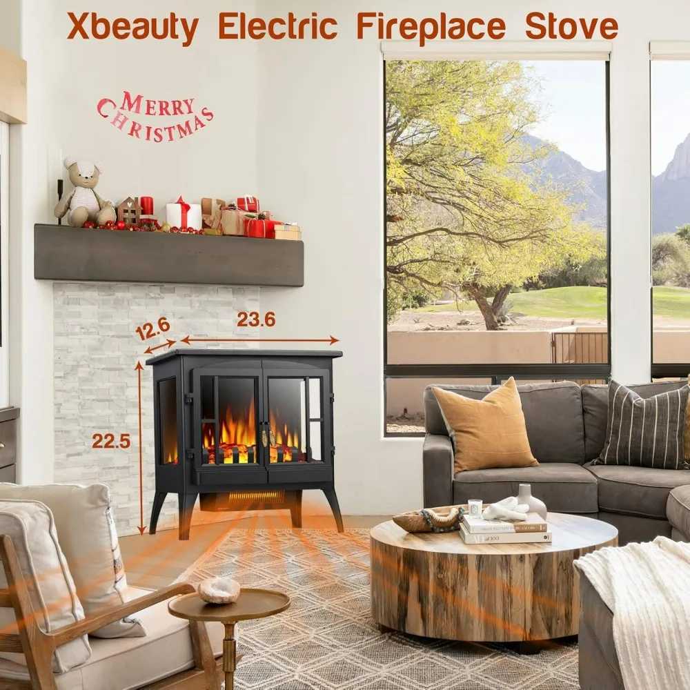 Home Heaters Electric Fireplace Stove Freestanding Fireplace Heater with Realistic Flame Indoor Electric Stove Heater Portable Infrared S2410224