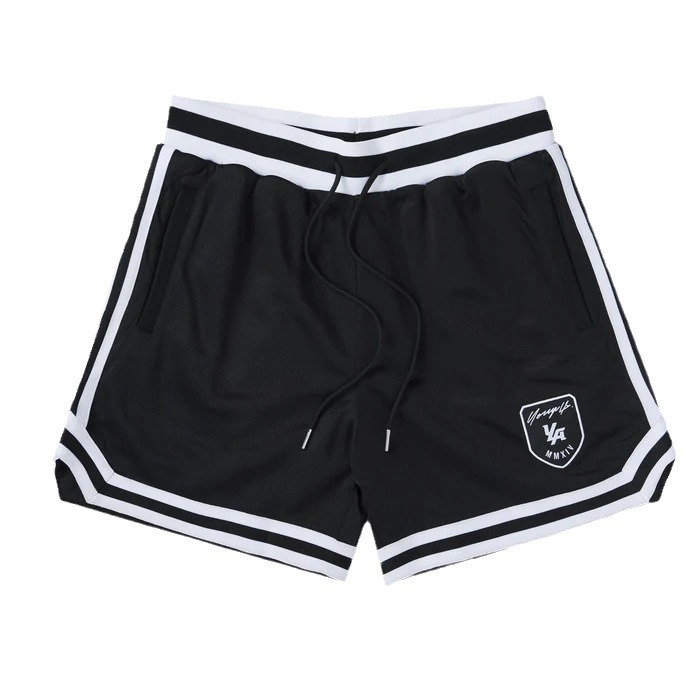 Mens shorts five quarter double layered shorts mens iron massage gym fitness mesh breathable training hot pants camping